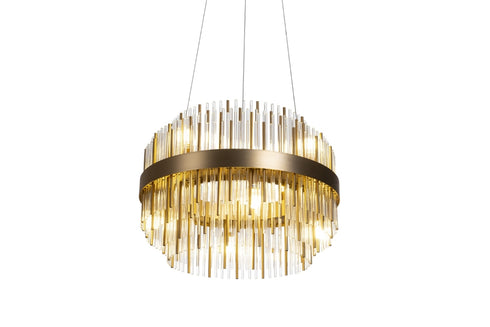 Dia 45cm chandelier - Brushed Antique Brass Finish And Clear Glass